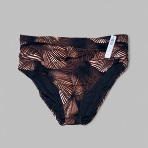 Soma Lovina Beach Palm High Waist Bikini Bottoms Ruched Women’s Sz L NWT